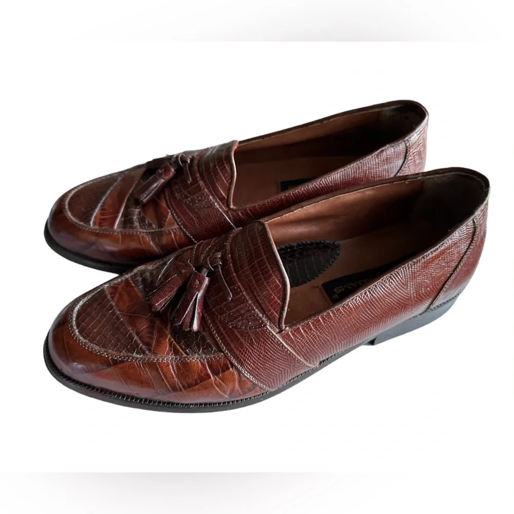 Stacy Adam’s Genuine Snake Skin / Leather Santana Printed Tassel Loafers